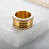 Anel Romano com Pedras Banhado em Ouro 18k - Fundo Com Pedra
