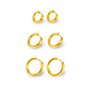 Brinco Trio de Argolas Elegance Banhado em Ouro 18k - Fundo Branco