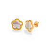 Brinco Florata Branca Banhado em Ouro 18k - Fundo Branco