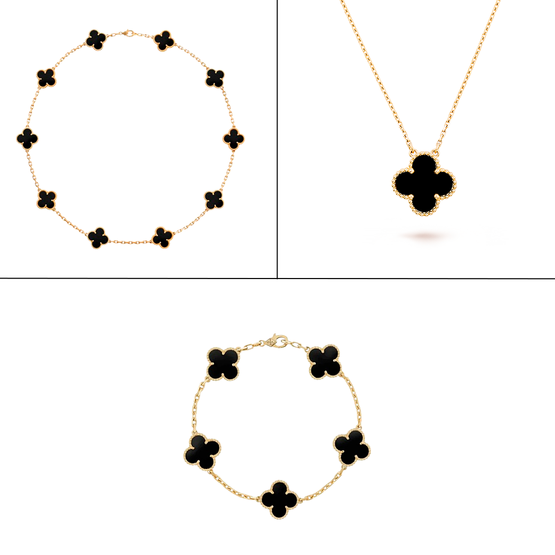 Conjunto Trevo 2 Colares + 1 Pulseira
