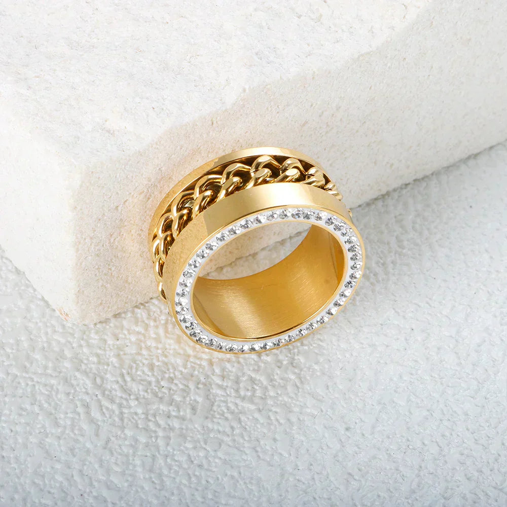 Anel Prime Brilhante Banhado em Ouro 18k - Perspectiva