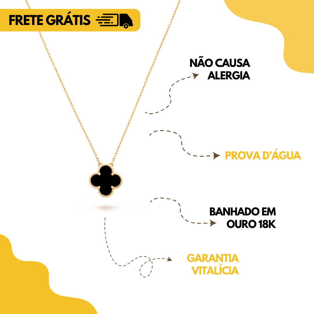 Colar Trevo Banhado em Ouro 18k