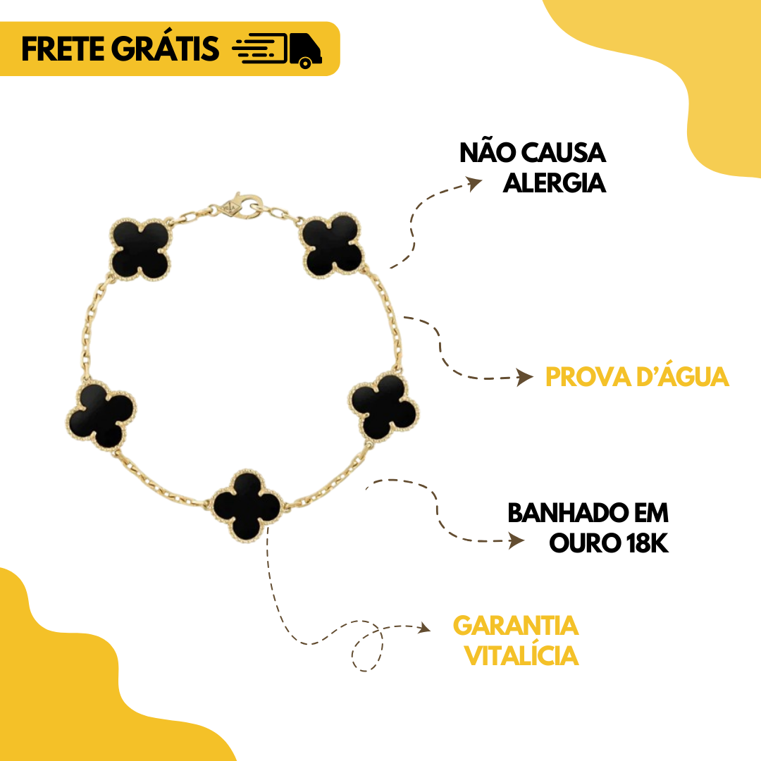 Pulseira Trevo Banhado em Ouro 18k