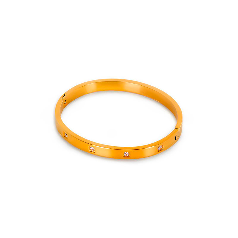 Bracelete Pedras Box Banhado em Ouro 18k - Fundo Branco