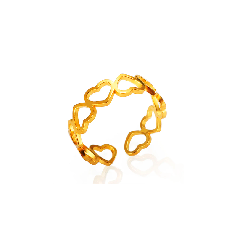 Anel Coração Infinito Banhado em Ouro 18k - Fundo Branco