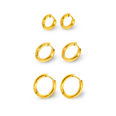 Brinco Trio de Argolas Elegance Banhado em Ouro 18k - Fundo Branco