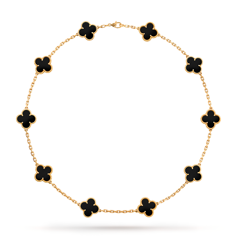 Colar 10 Trevos Banhado em Ouro 18k - Fundo Branco