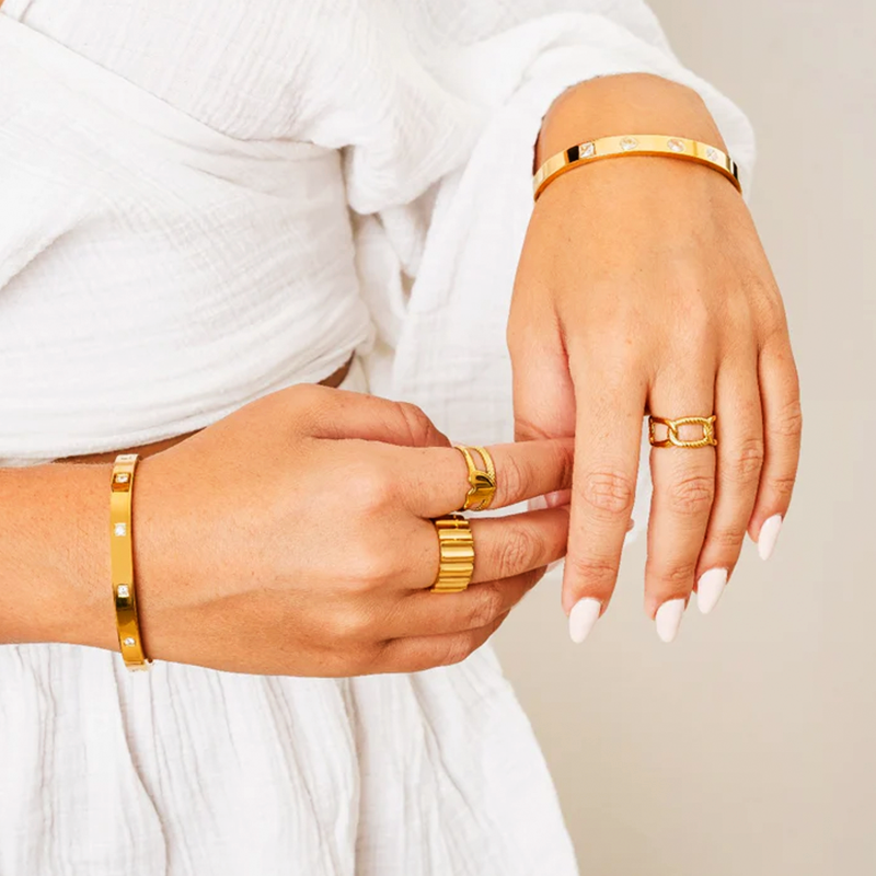 Bracelete Pedras Box Banhado em Ouro 18k - Modelo
