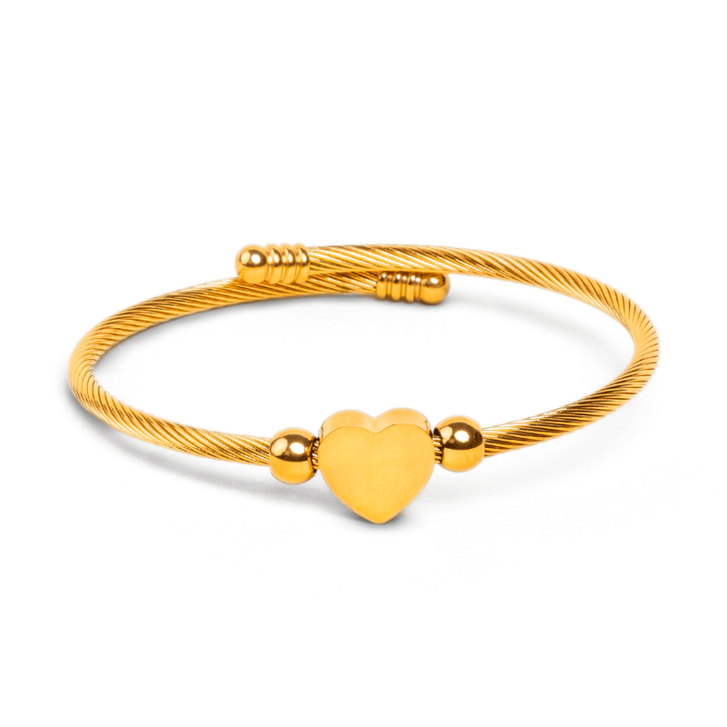 Bracelete Coração Banhado em Ouro 18k - Fundo Branco