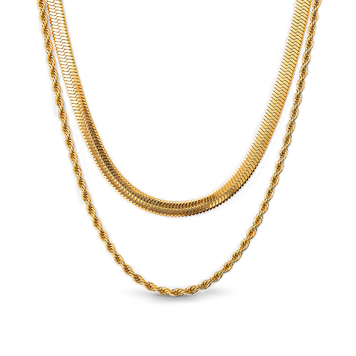 Colar Duplo Ohio Banhado em Ouro 18k - Fundo Branco