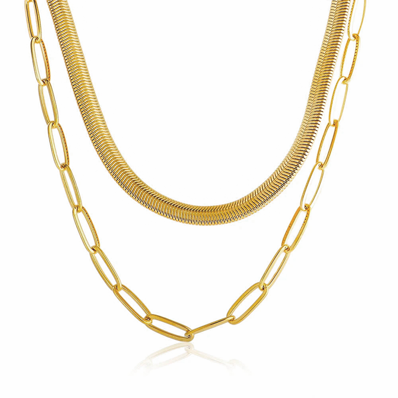 Colar Duplo Capri Banhado em Ouro 18k - Fundo Branco