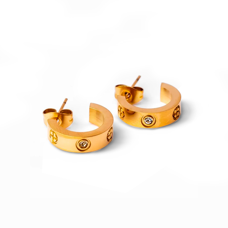 Brinco de Argola Soma Banhado em Ouro 18k - Fundo Branco