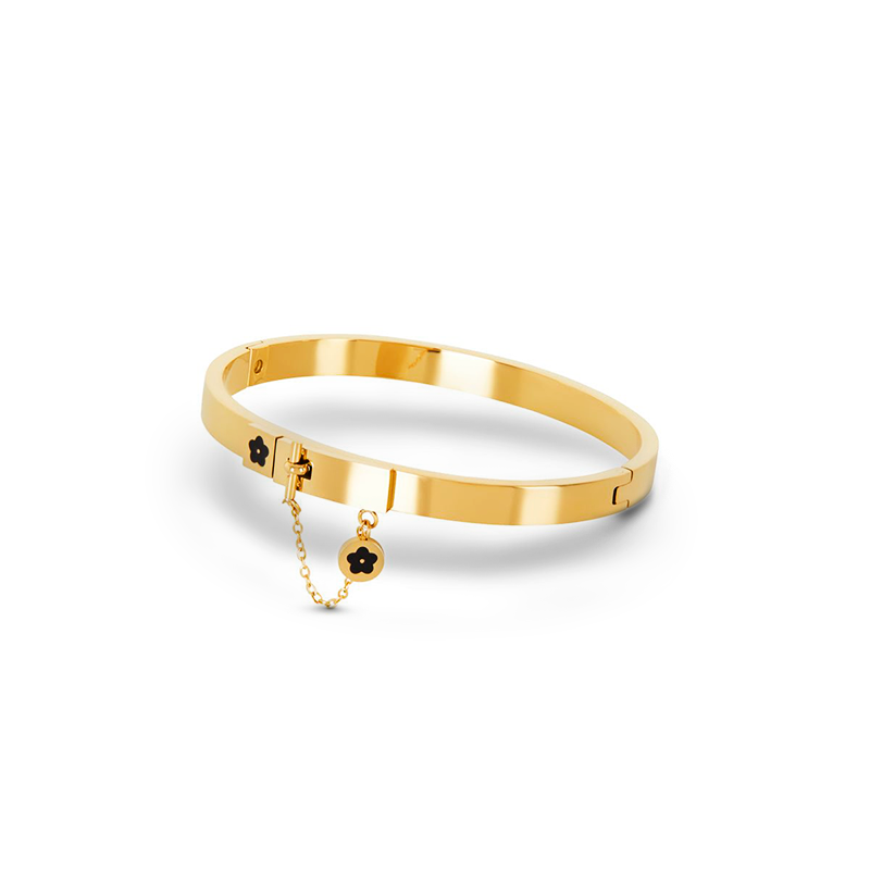 Bracelete Florata Banhado em Ouro 18k - Fundo Branco