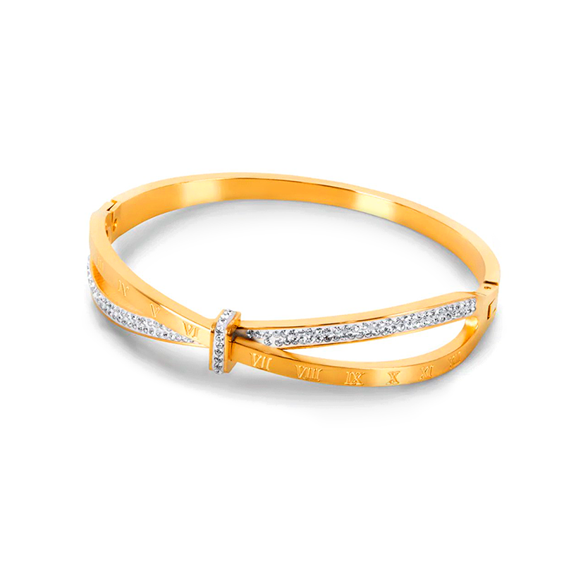 Bracelete Romano Luxo Banhado em Ouro 18k - Fundo Branco