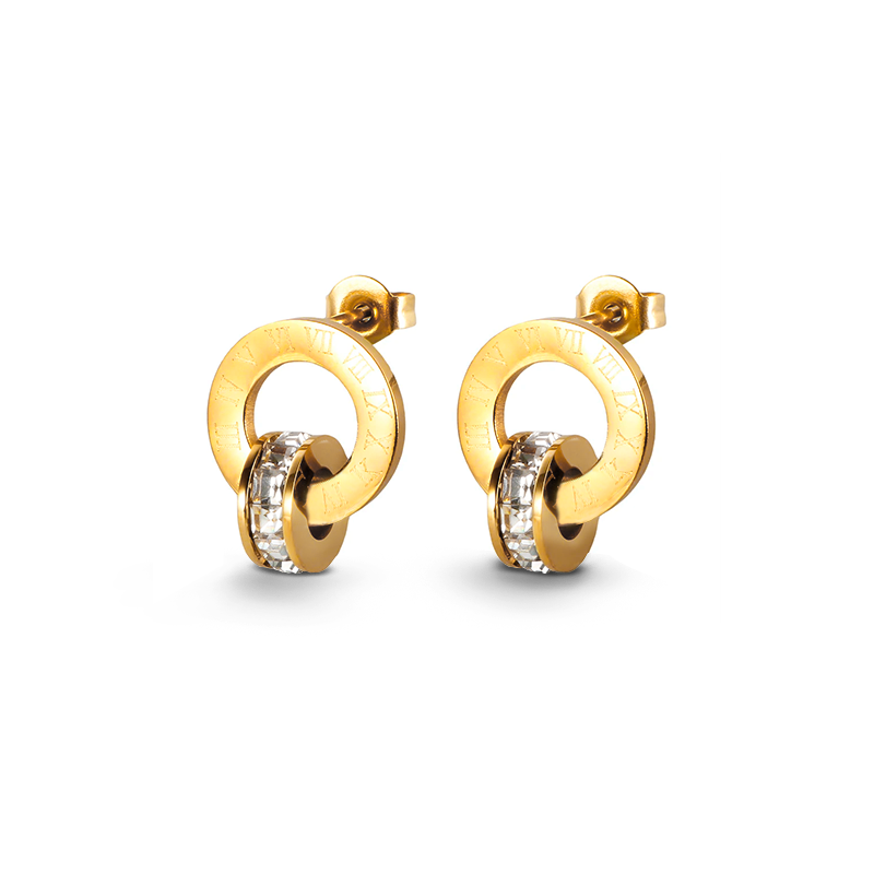 Brinco de Argola Romano Banhado em Ouro 18k - Fundo Branco