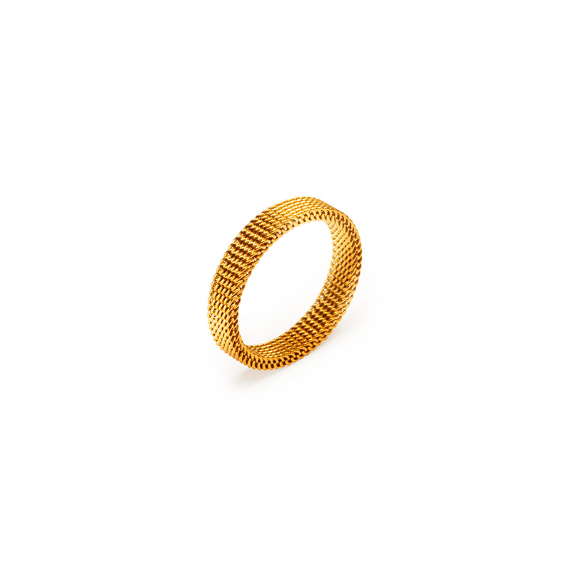 Anel Malha Whole Banhado em Ouro 18k - Fundo Branco
